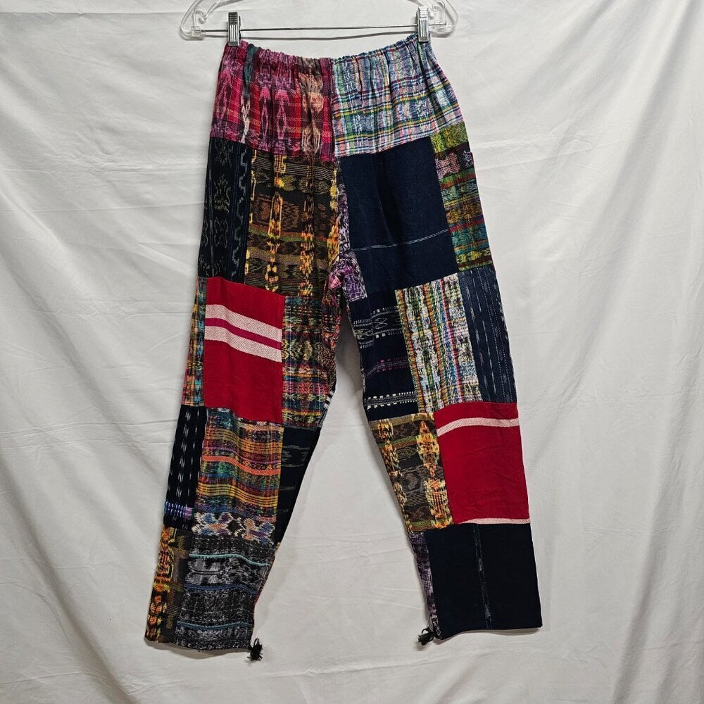 Guatemalan Boho Uniq Multicolor Multipattern Unisex Pants Woven Artsy Embroidery - Picture 5 of 15